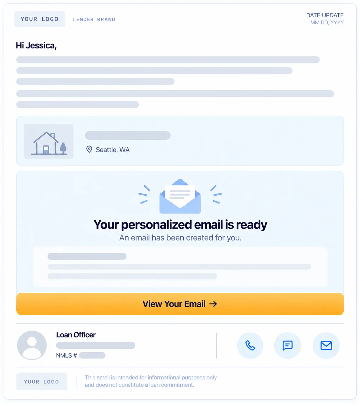 Example loan review email.